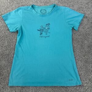 Life Is Good Shirt Womens Medium Blue Jackie Adirondack Chair Short Sleeve